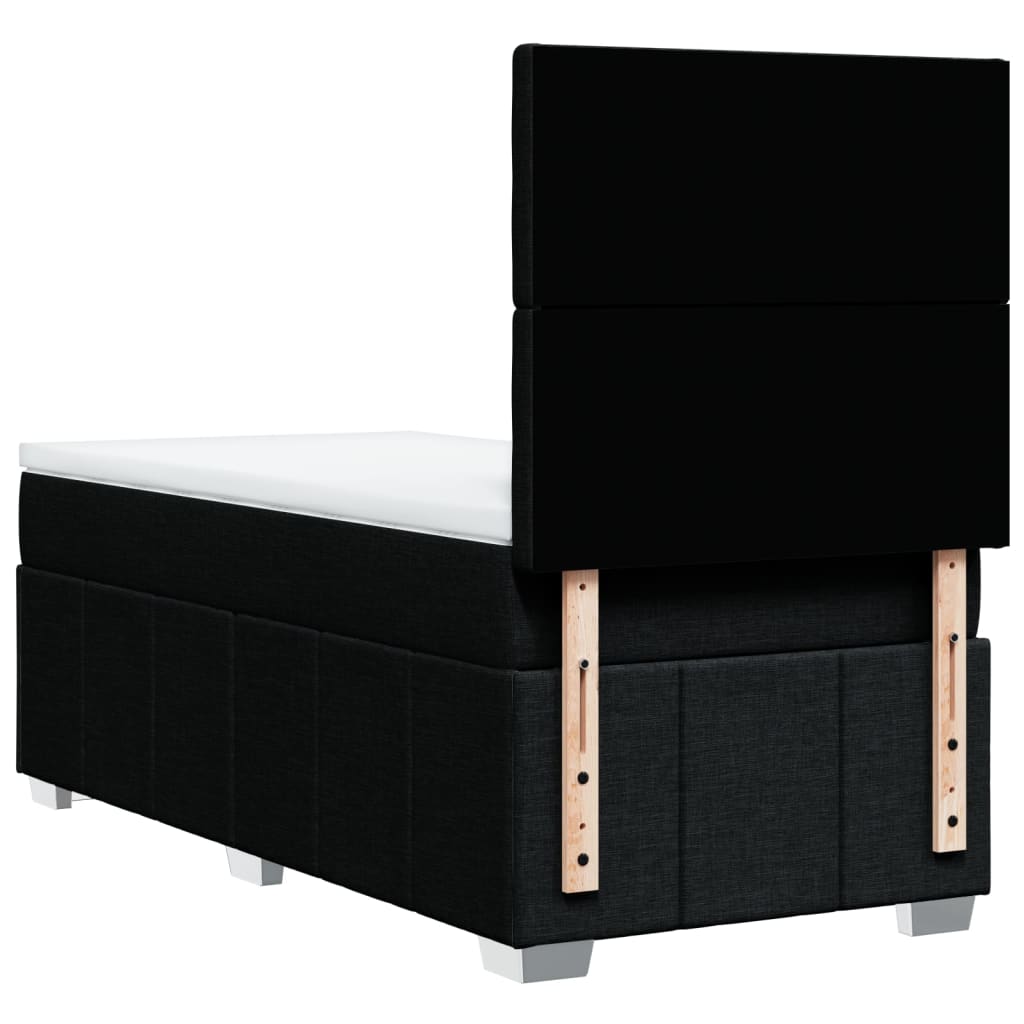 Boxspring met matras stof zwart 90x200 cm – afbeelding 6