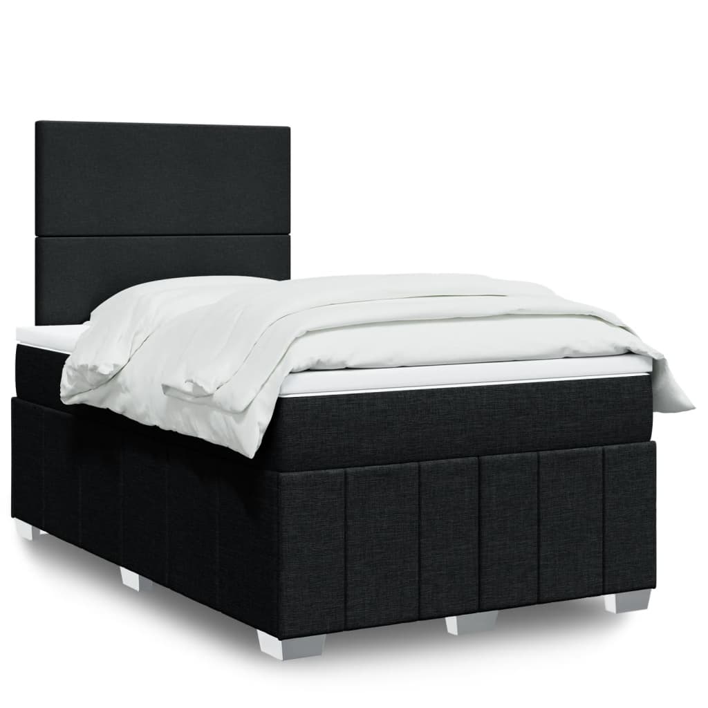 Boxspring met matras stof zwart 120x190 cm – afbeelding 1