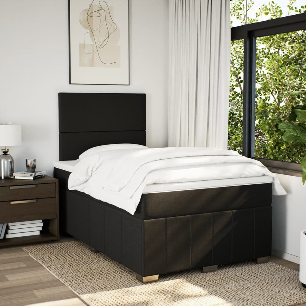 Boxspring met matras stof zwart 120x190 cm – afbeelding 3