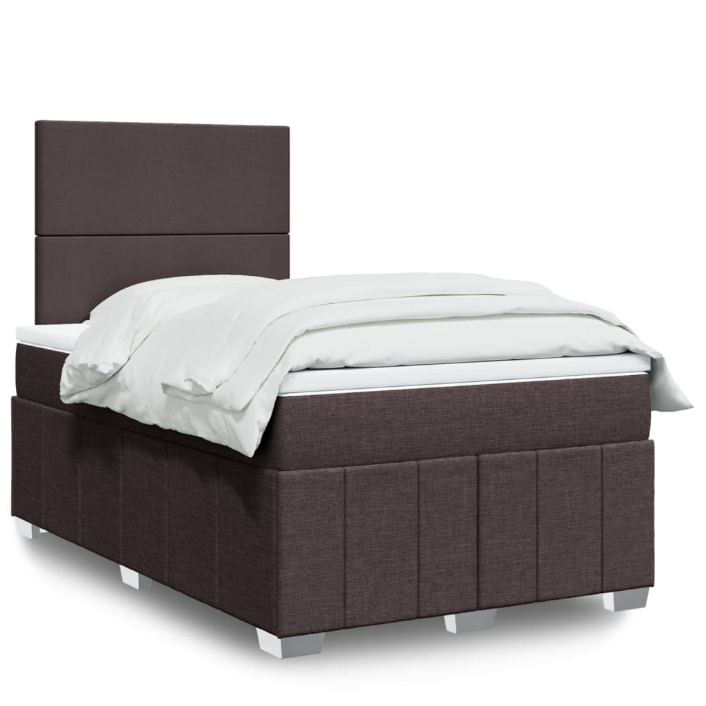 Boxspring met matras stof donkerbruin 120x190 cm – afbeelding 1
