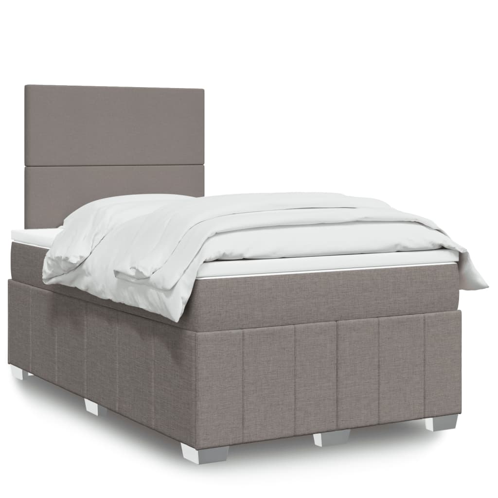 Boxspring met matras stof taupe 120x190 cm – afbeelding 1
