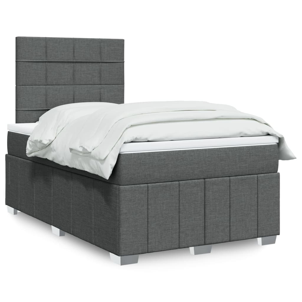 Boxspring met matras stof donkergrijs 120x190 cm – afbeelding 1