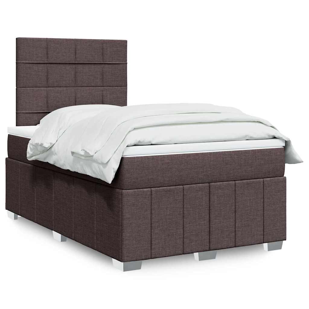 Boxspring met matras stof donkerbruin 120x190 cm – afbeelding 1