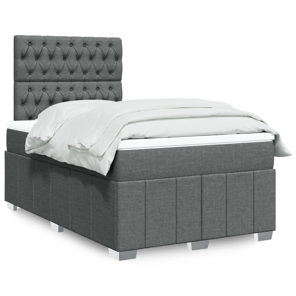 Boxspring met matras stof donkergrijs 120x190 cm – afbeelding 1
