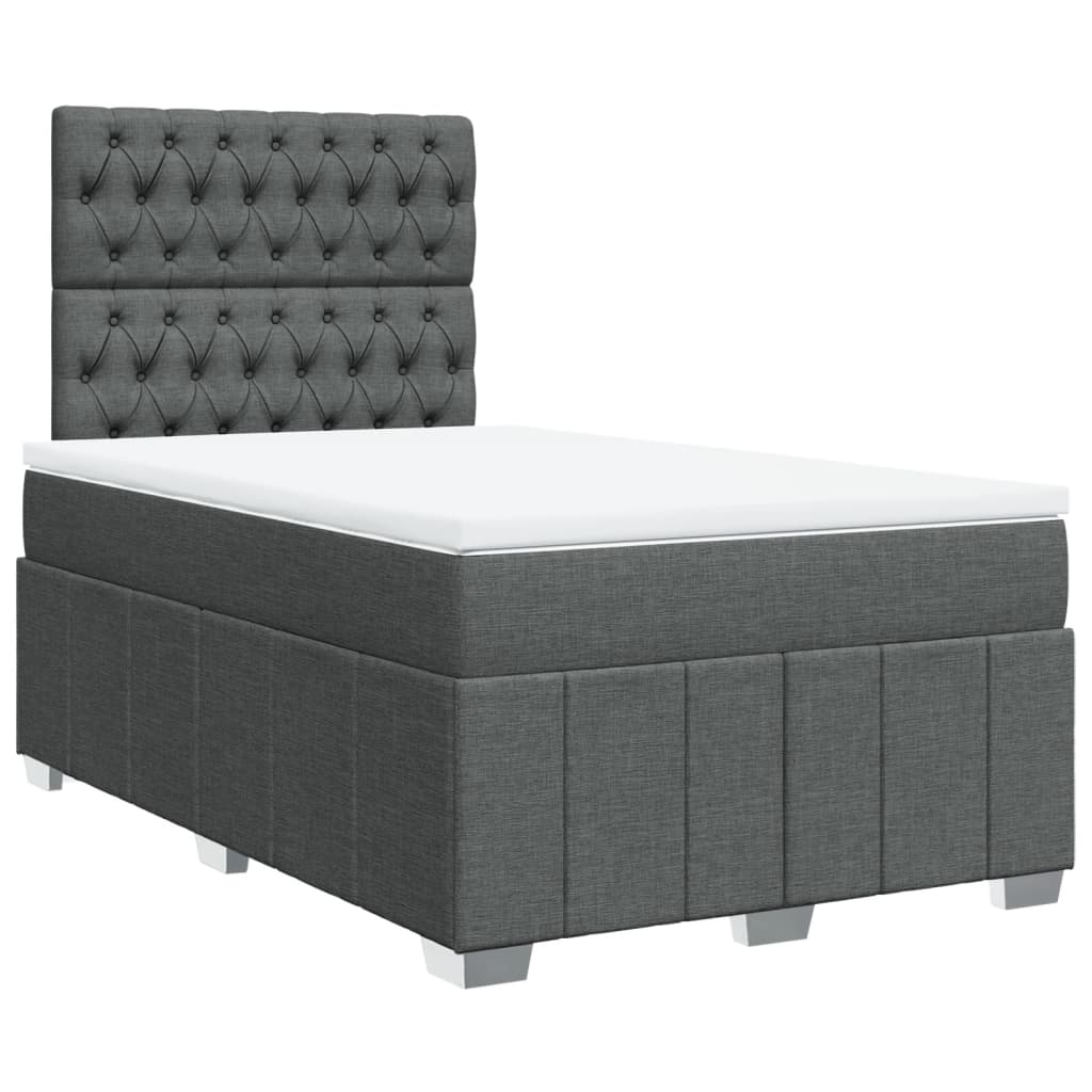 Boxspring met matras stof donkergrijs 120x190 cm – afbeelding 2