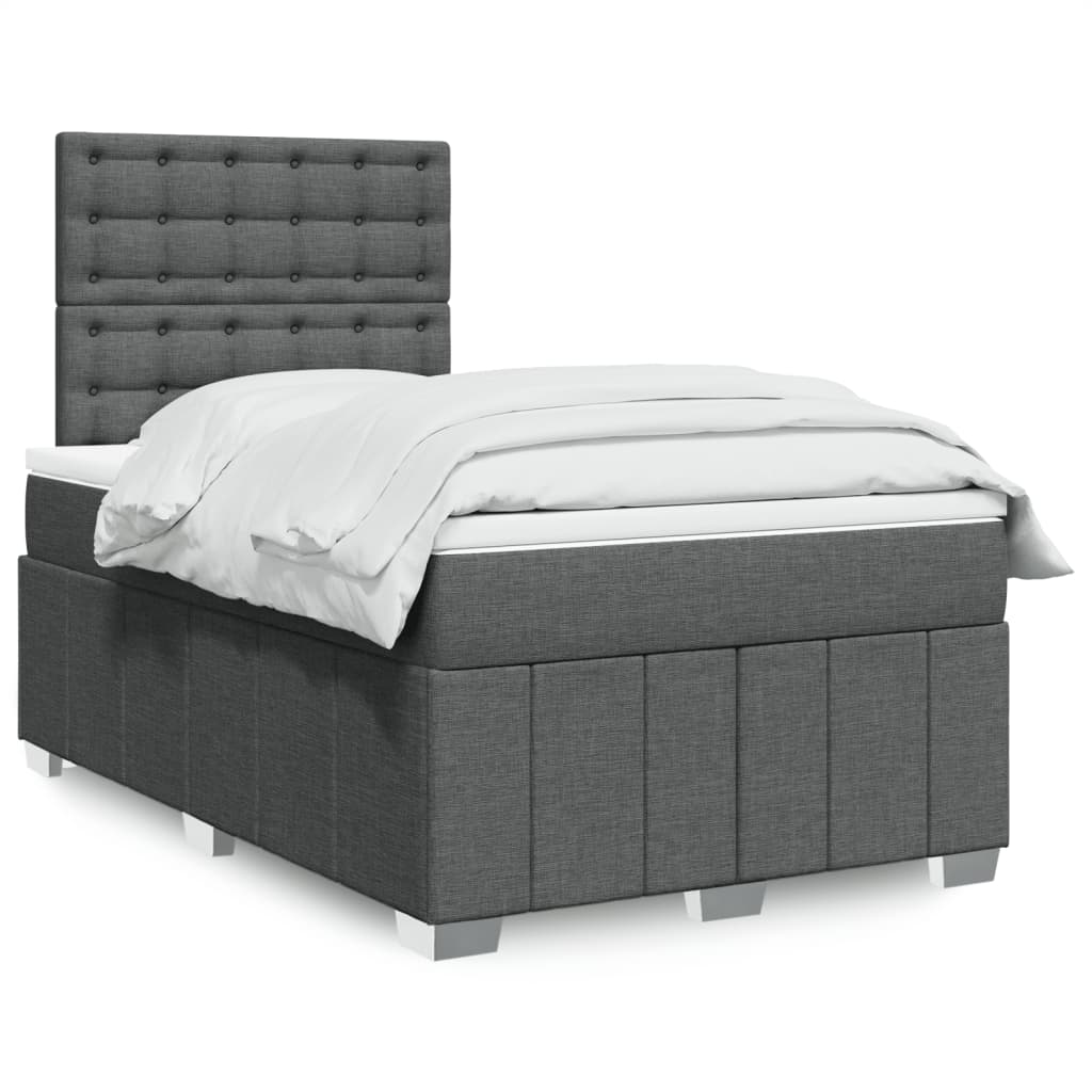 Boxspring met matras stof donkergrijs 120x190 cm – afbeelding 1