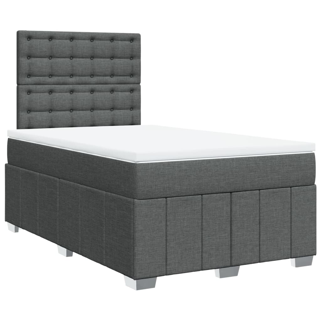Boxspring met matras stof donkergrijs 120x190 cm – afbeelding 2