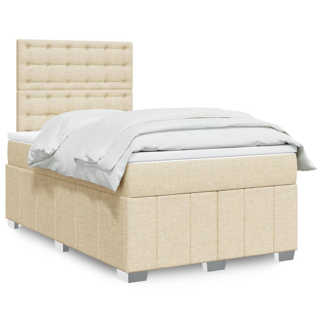 Boxspring met matras stof crèmekleurig 120x190 cm – afbeelding 1
