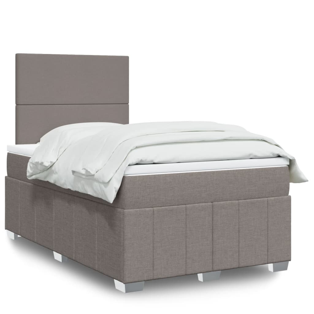 Boxspring met matras stof taupe 120x200 cm – afbeelding 1
