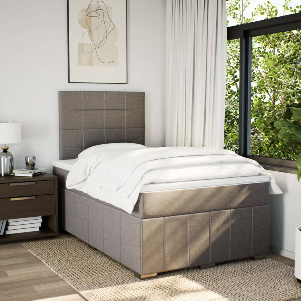 Boxspring met matras stof taupe 120x200 cm – afbeelding 3