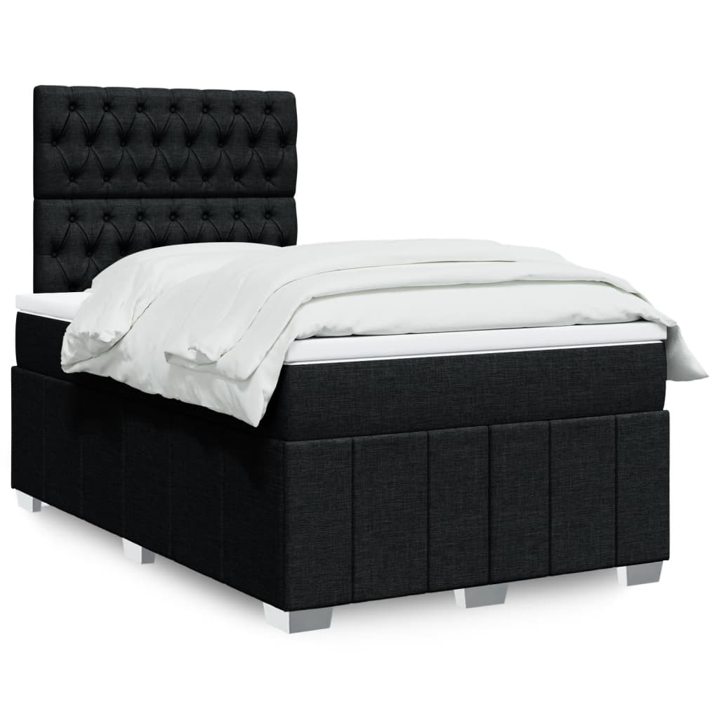 Boxspring met matras stof zwart 120x200 cm – afbeelding 1