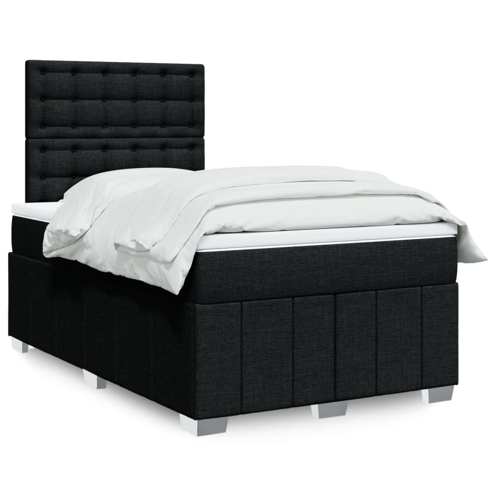 Boxspring met matras stof zwart 120x200 cm – afbeelding 1