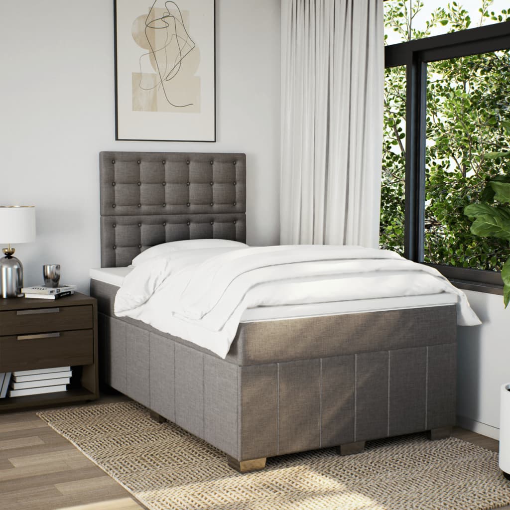 Boxspring met matras stof taupe 120x200 cm – afbeelding 3