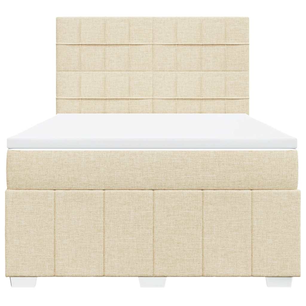 Boxspring met matras stof crèmekleurig 140x190 cm – afbeelding 4