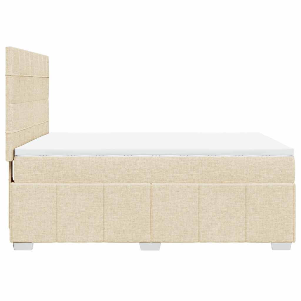 Boxspring met matras stof crèmekleurig 140x190 cm – afbeelding 5