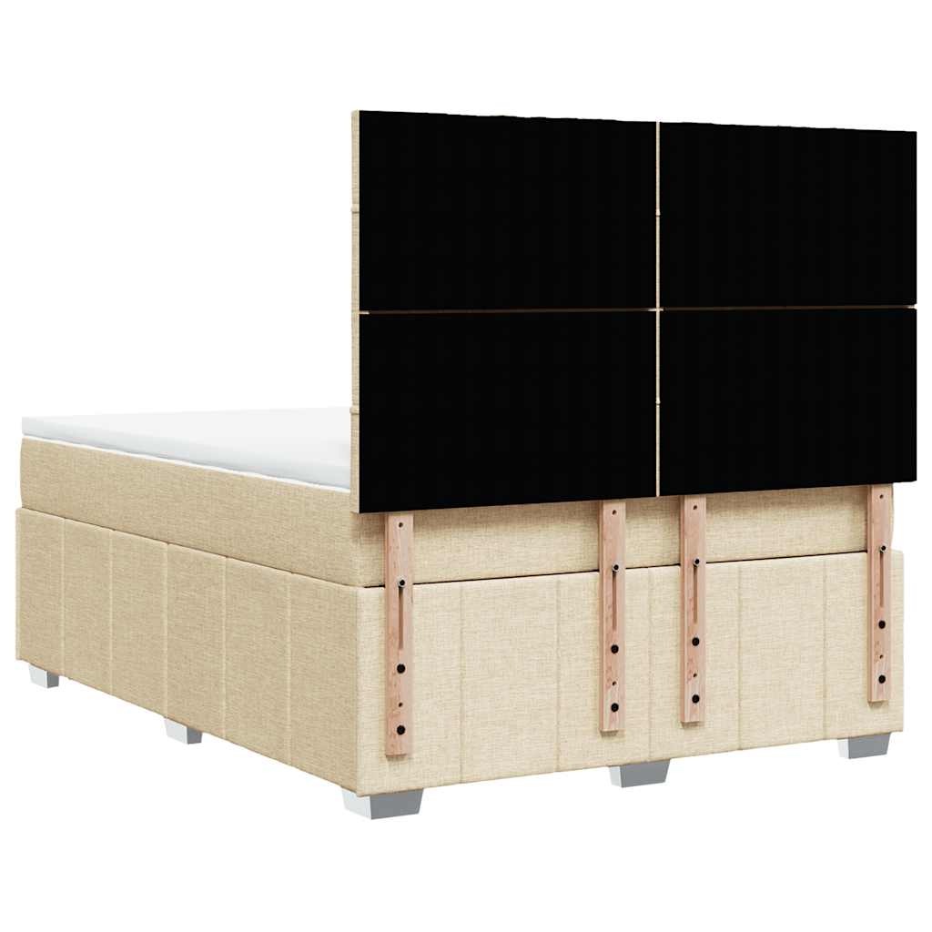Boxspring met matras stof crèmekleurig 140x190 cm – afbeelding 6