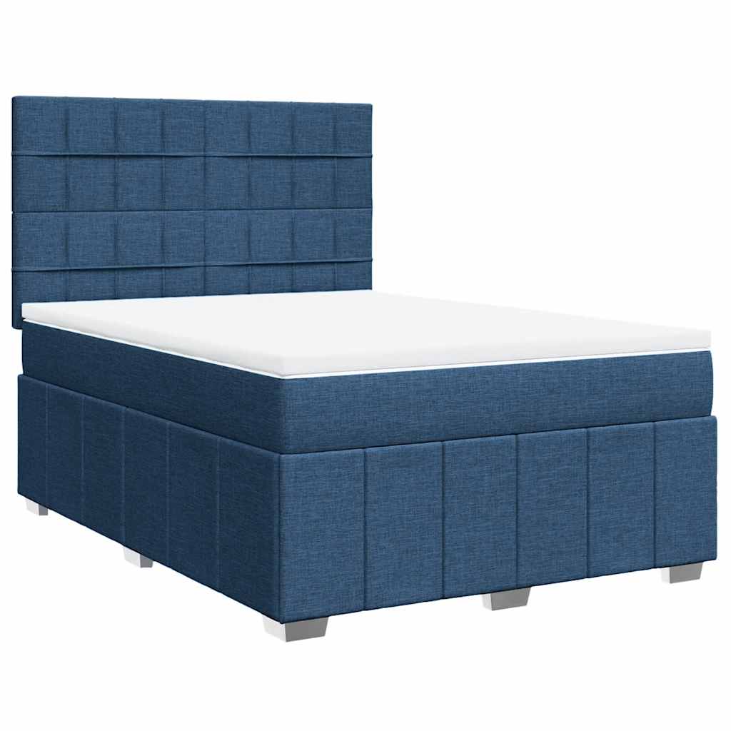 Boxspring met matras stof blauw 140x190 cm – afbeelding 2
