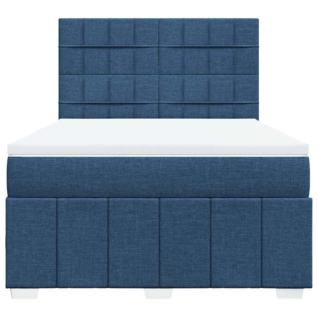 Boxspring met matras stof blauw 140x190 cm – afbeelding 4