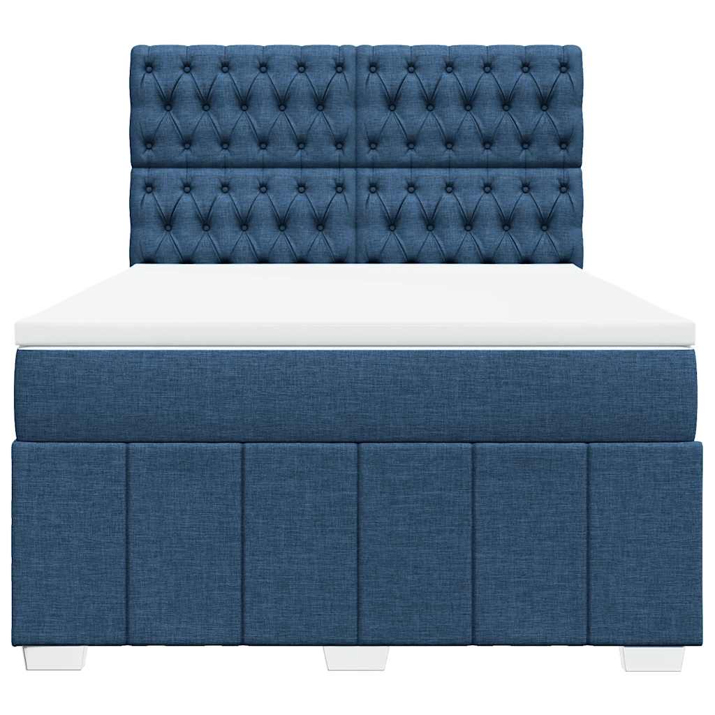 Boxspring met matras stof blauw 140x190 cm – afbeelding 4