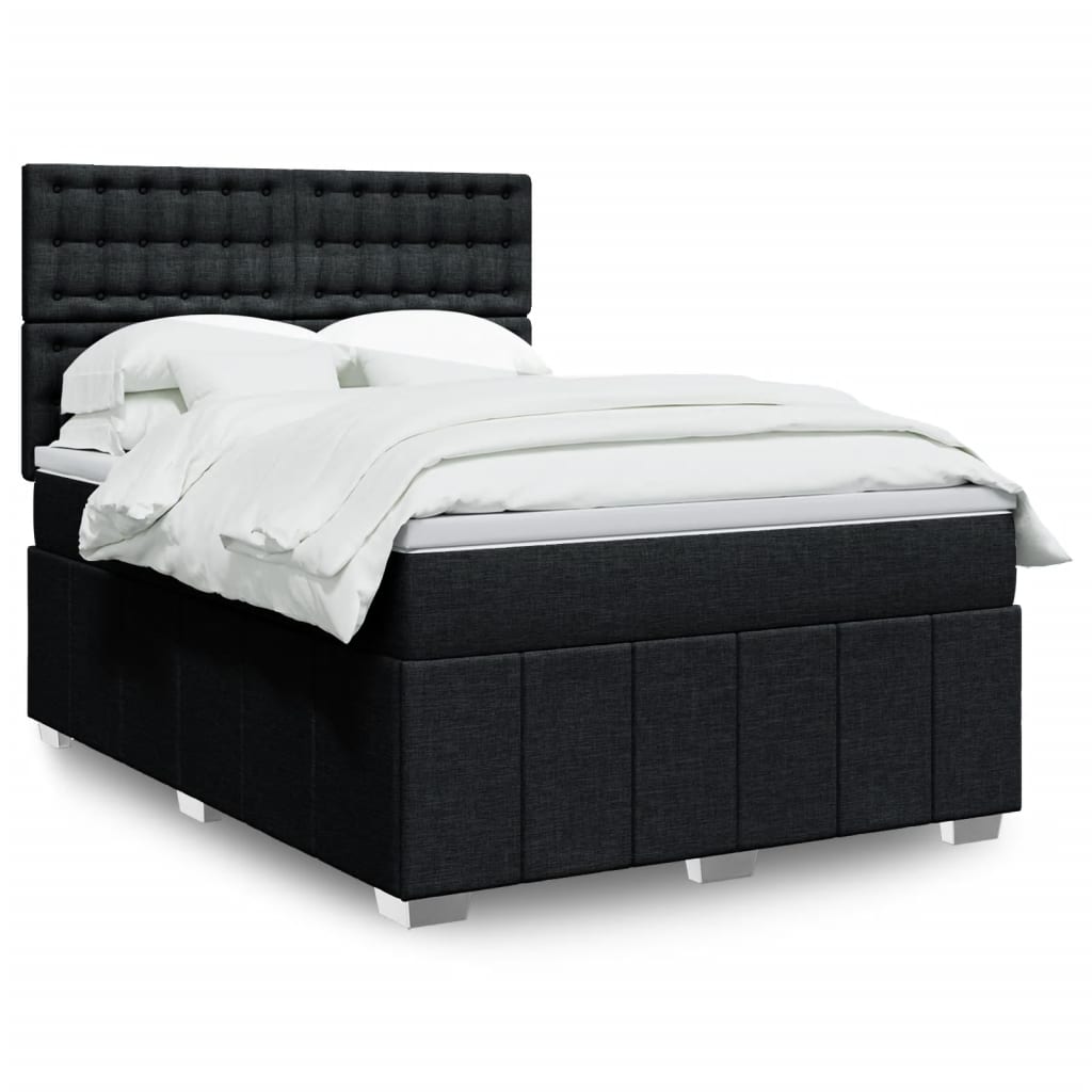 Boxspring met matras stof zwart 140x190 cm – afbeelding 1