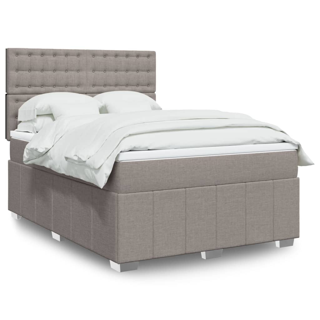 Boxspring met matras stof taupe 140x200 cm – afbeelding 1