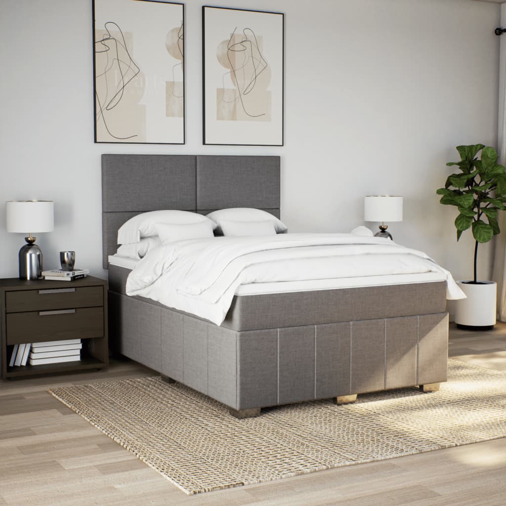 Boxspring met matras stof taupe 160x200 cm – afbeelding 3