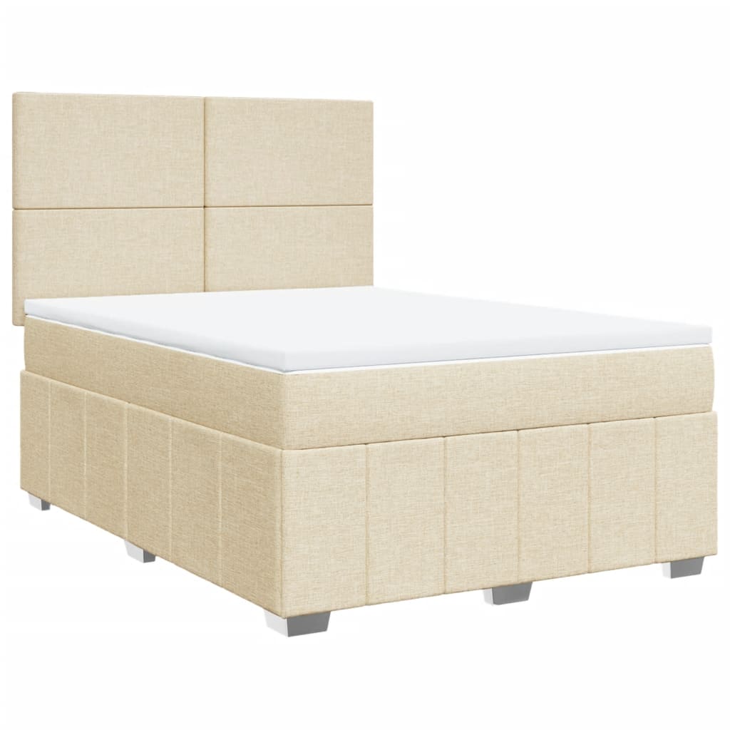 Boxspring met matras stof crèmekleurig 160x200 cm – afbeelding 2
