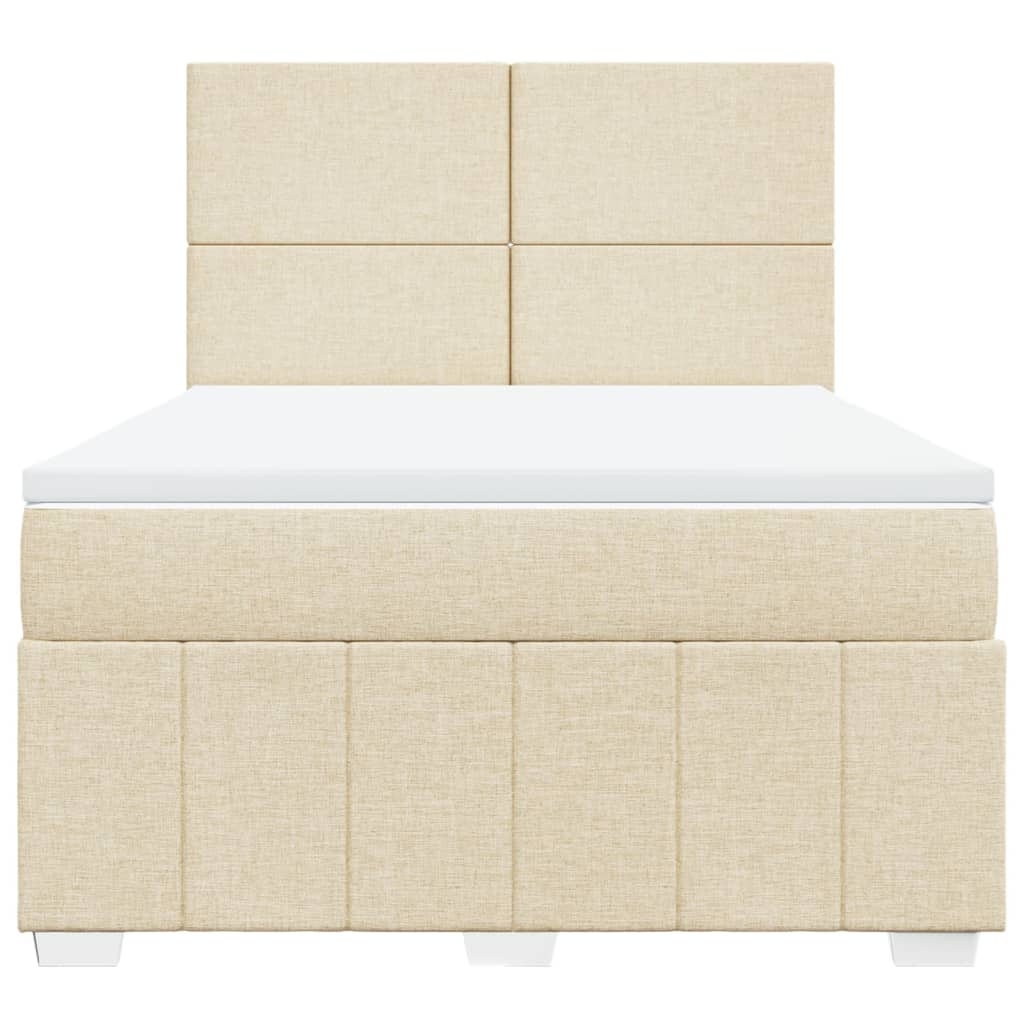 Boxspring met matras stof crèmekleurig 160x200 cm – afbeelding 4