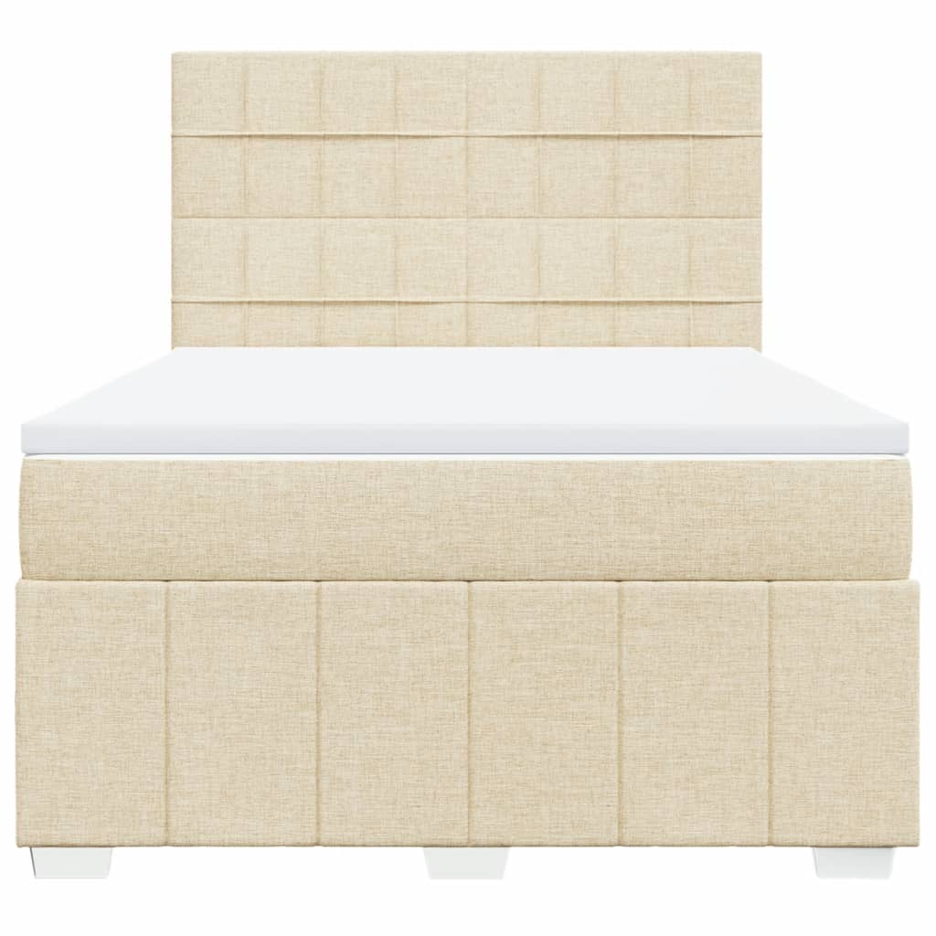 Boxspring met matras stof crèmekleurig 160x200 cm – afbeelding 4