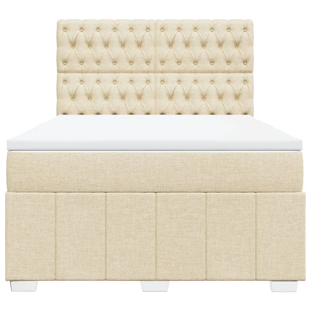 Boxspring met matras stof crèmekleurig 160x200 cm – afbeelding 4