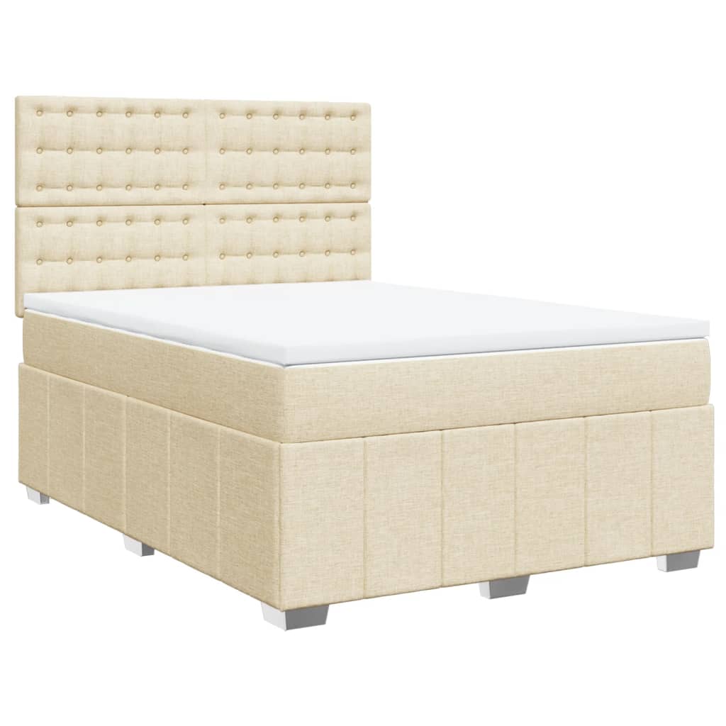Boxspring met matras stof crèmekleurig 160x200 cm – afbeelding 2