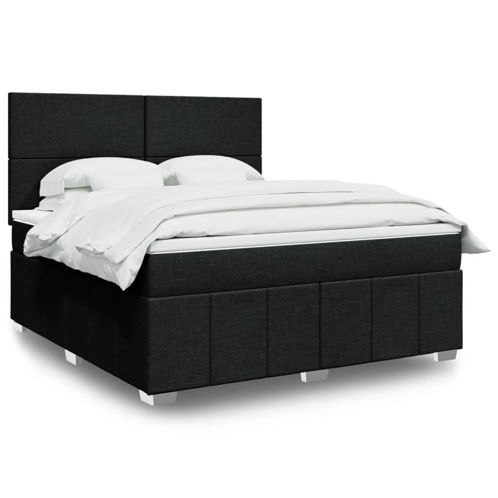 Boxspring met matras stof zwart 180x200 cm – afbeelding 1