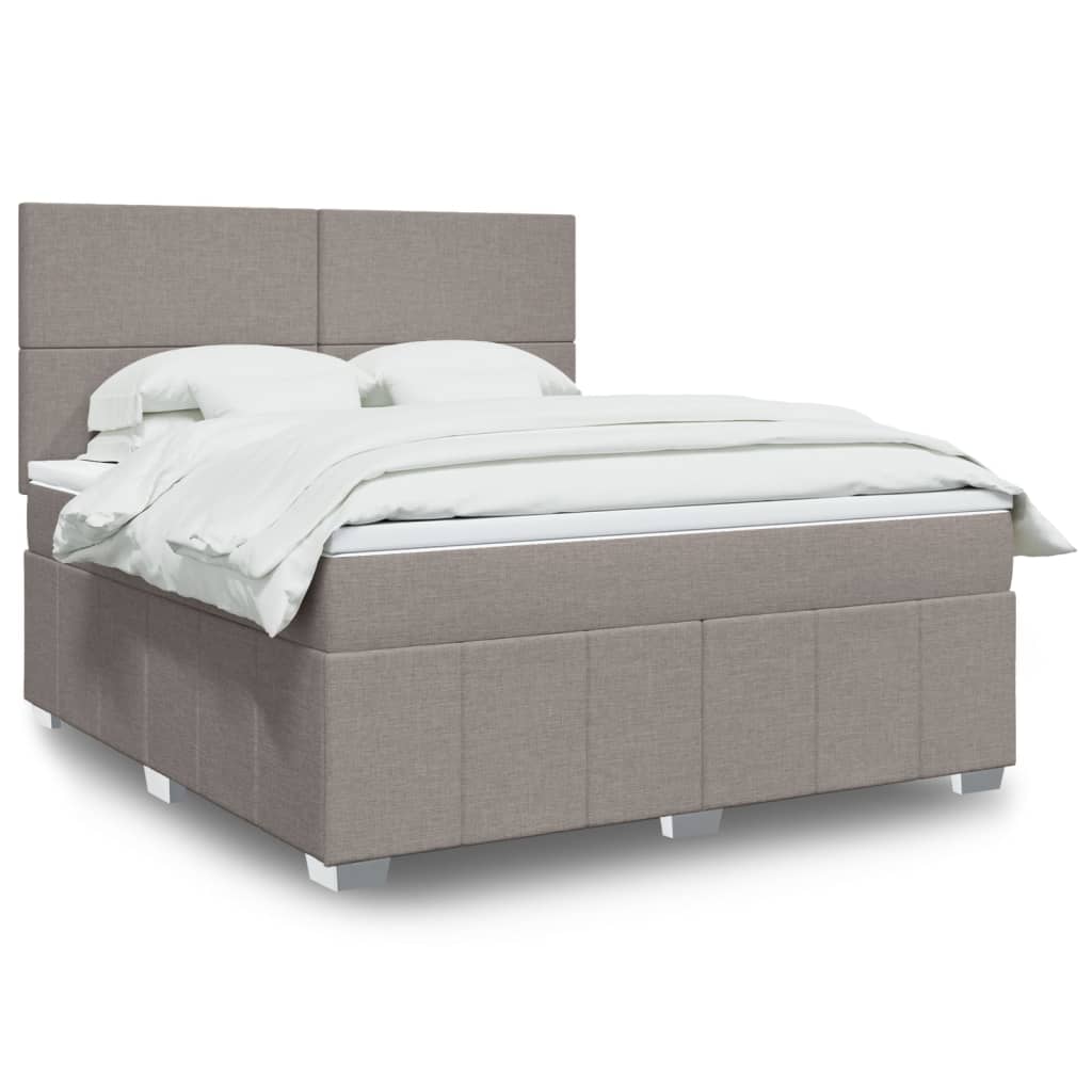 Boxspring met matras stof taupe 180x200 cm – afbeelding 1