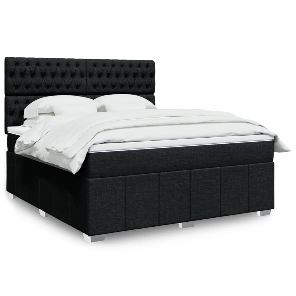 Boxspring met matras stof zwart 180x200 cm – afbeelding 1