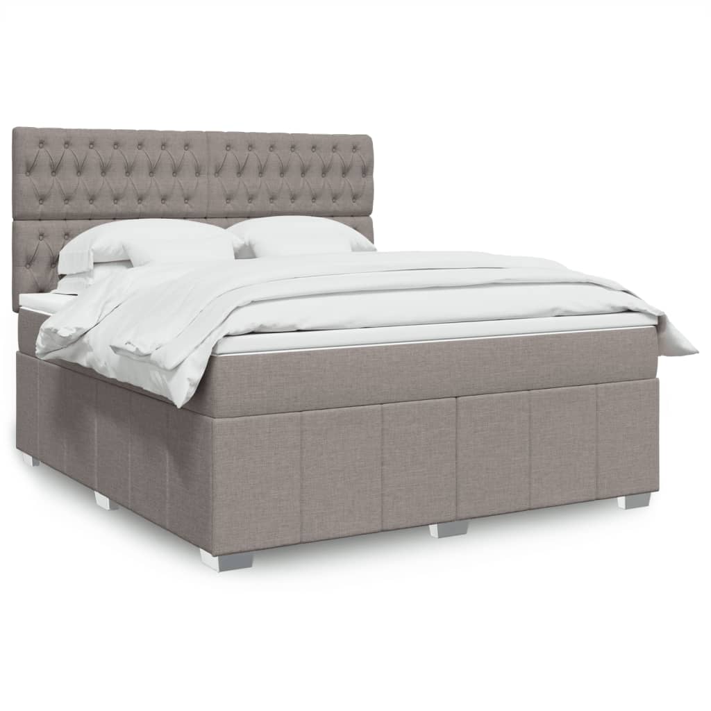 Boxspring met matras stof taupe 180x200 cm – afbeelding 1