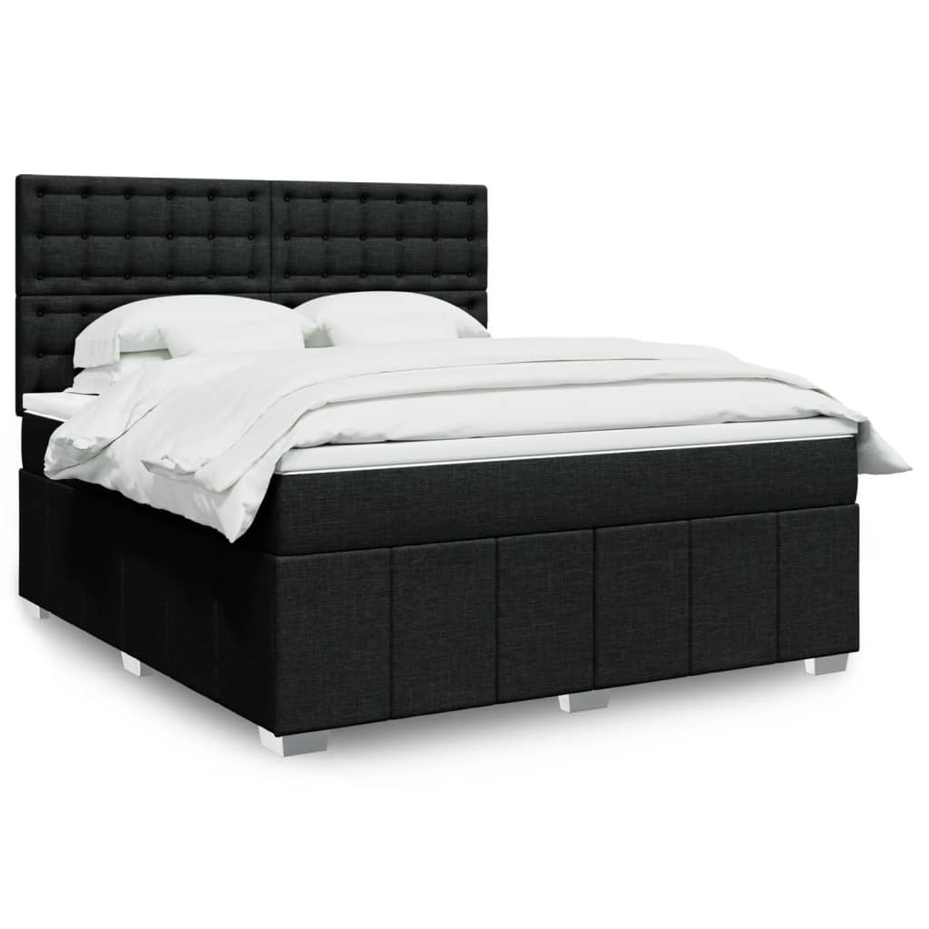 Boxspring met matras stof zwart 180x200 cm – afbeelding 1