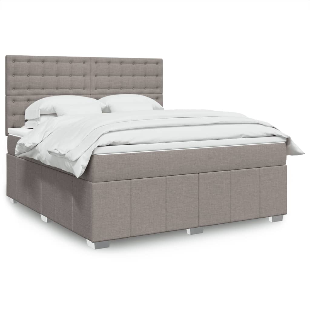 Boxspring met matras stof taupe 180x200 cm – afbeelding 1