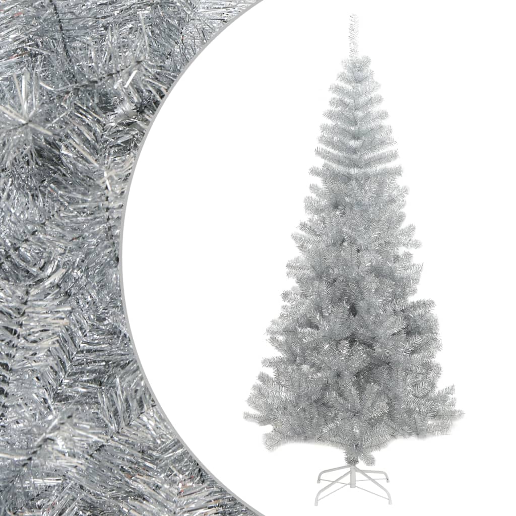 Kunstkerstboom met standaard 240 cm PET zilverkleurig – afbeelding 1