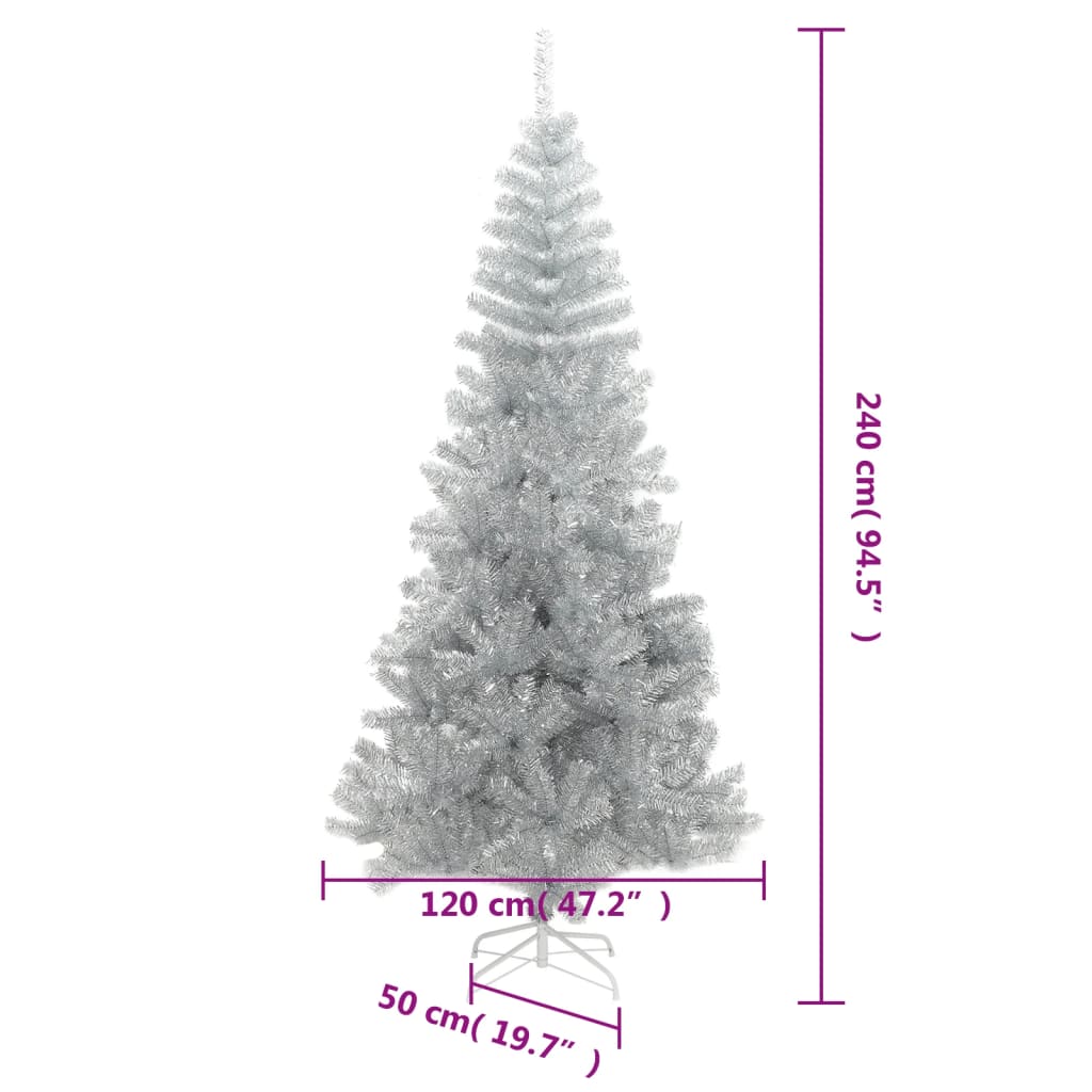 Kunstkerstboom met standaard 240 cm PET zilverkleurig – afbeelding 6