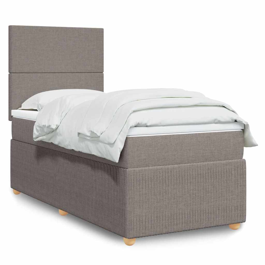Boxspring met matras stof taupe 80x200 cm – afbeelding 1