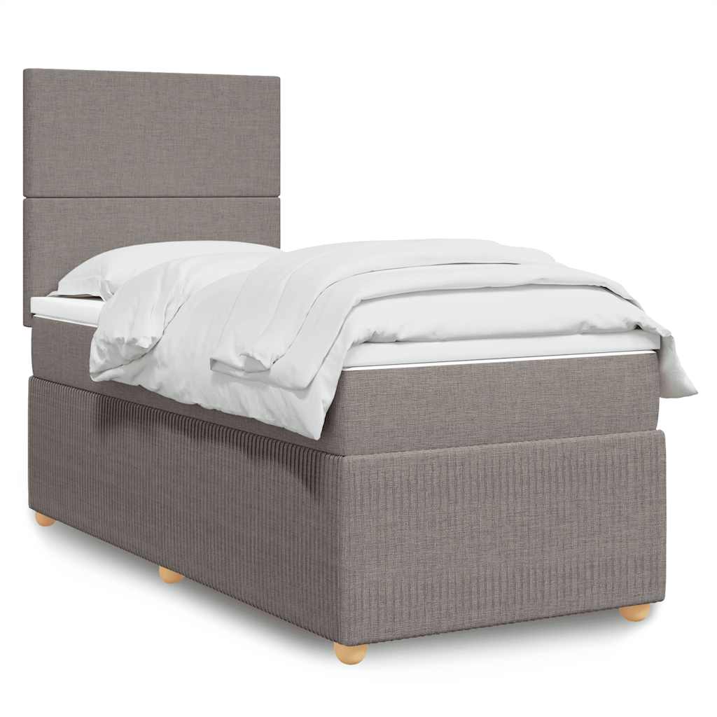 Boxspring met matras stof taupe 90x190 cm – afbeelding 1
