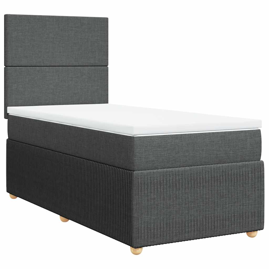 Boxspring met matras stof donkergrijs 90x200 cm – afbeelding 2