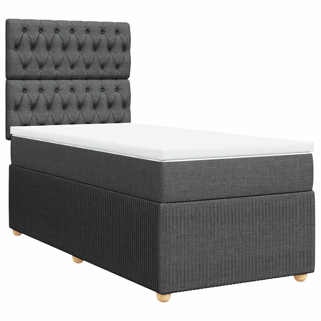 Boxspring met matras stof donkergrijs 90x200 cm – afbeelding 2