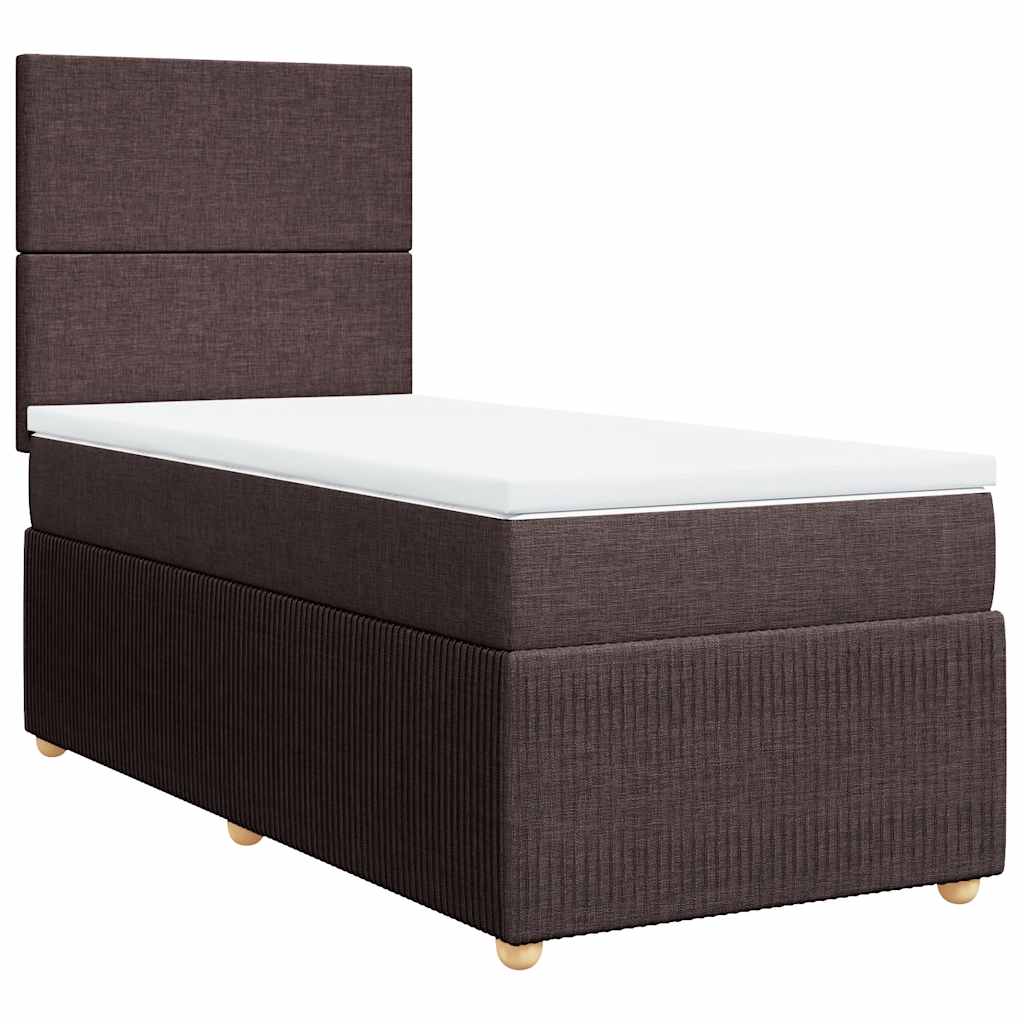 Boxspring met matras stof donkerbruin 100x200 cm – afbeelding 2