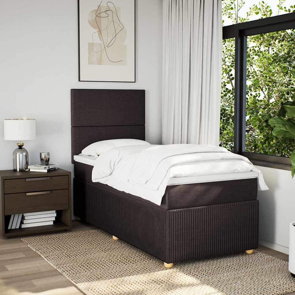 Boxspring met matras stof donkerbruin 100x200 cm – afbeelding 3