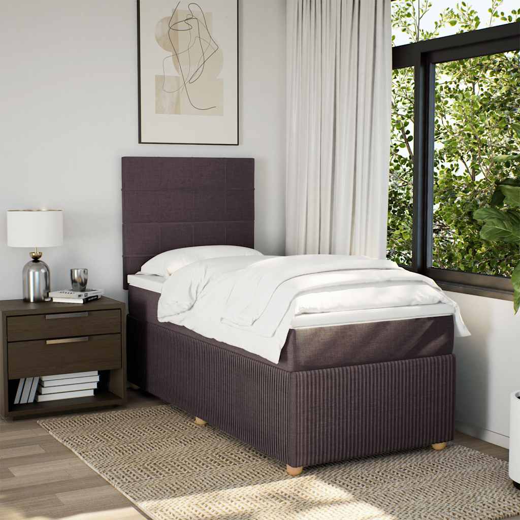 Boxspring met matras stof donkerbruin 100x200 cm – afbeelding 3