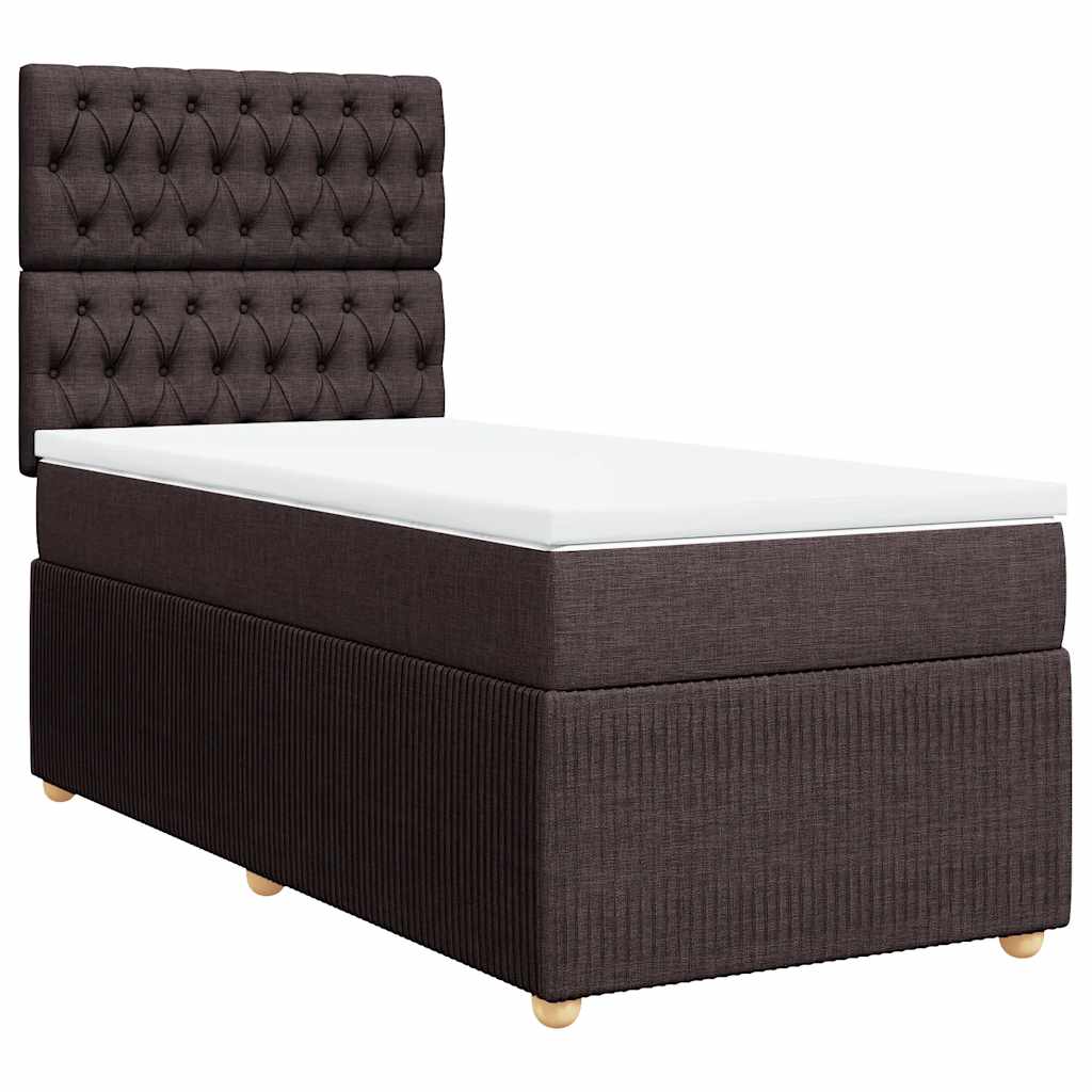 Boxspring met matras stof donkerbruin 100x200 cm – afbeelding 2