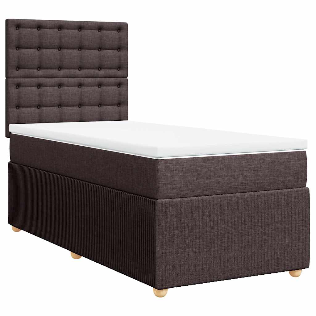 Boxspring met matras stof donkerbruin 100x200 cm – afbeelding 2
