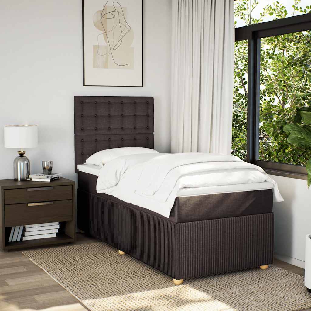 Boxspring met matras stof donkerbruin 100x200 cm – afbeelding 3