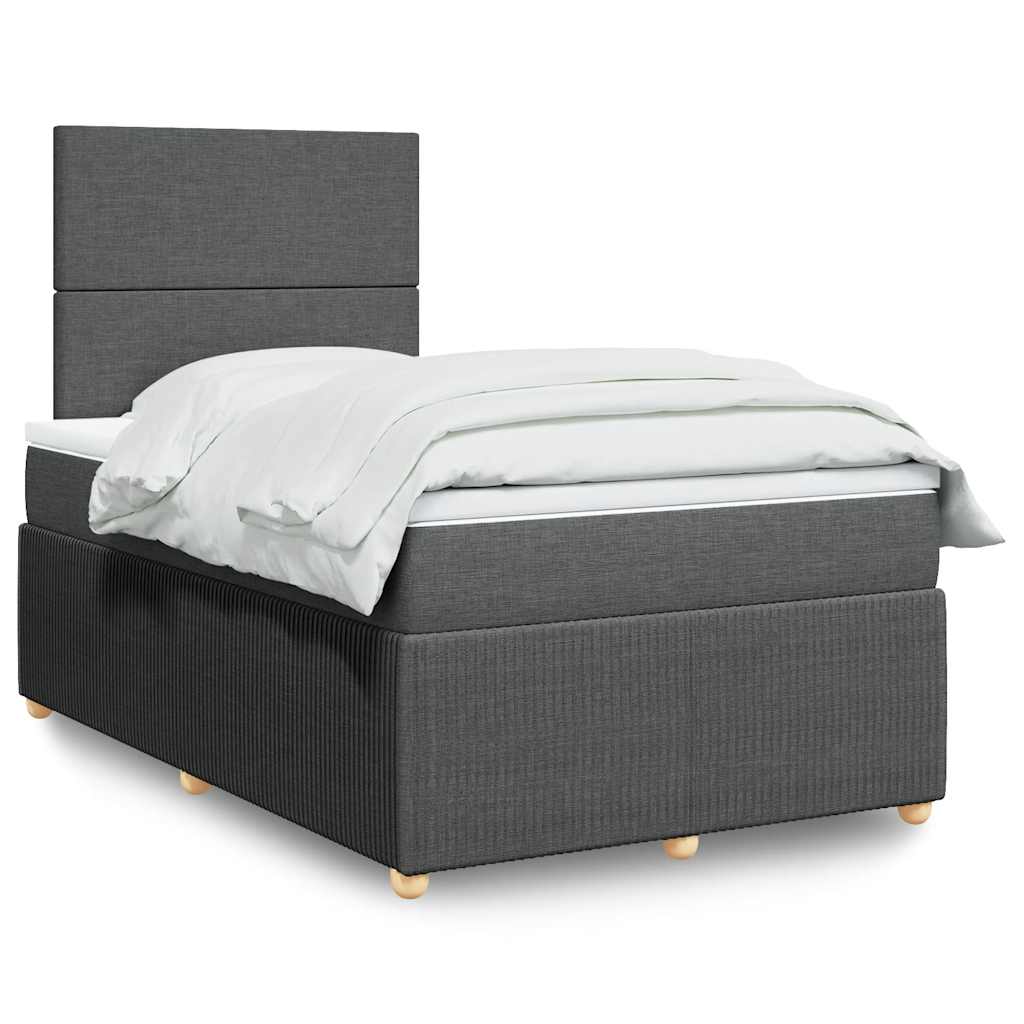 Boxspring met matras stof donkergrijs 120x200 cm – afbeelding 1